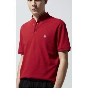 The Kooples X Sport Slim Fit Red Officer Collar Polo